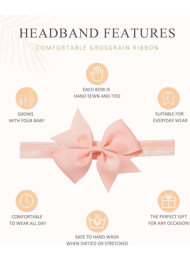 jollybows 40pcs Baby Girls Hair Bows Headbands Grosgrain Ribbon Hair Band Accessories for Infants Newborn Toddler (4In)