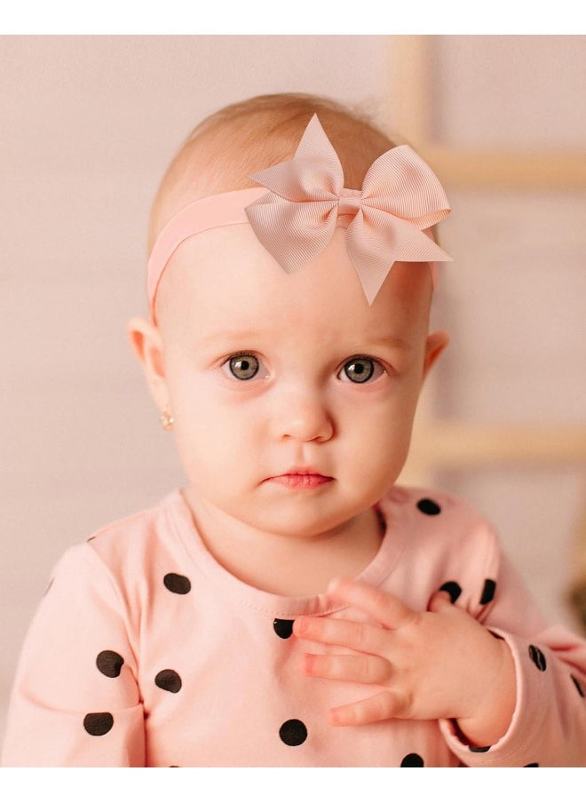 jollybows 40pcs Baby Girls Hair Bows Headbands Grosgrain Ribbon Hair Band Accessories for Infants Newborn Toddler (4In)
