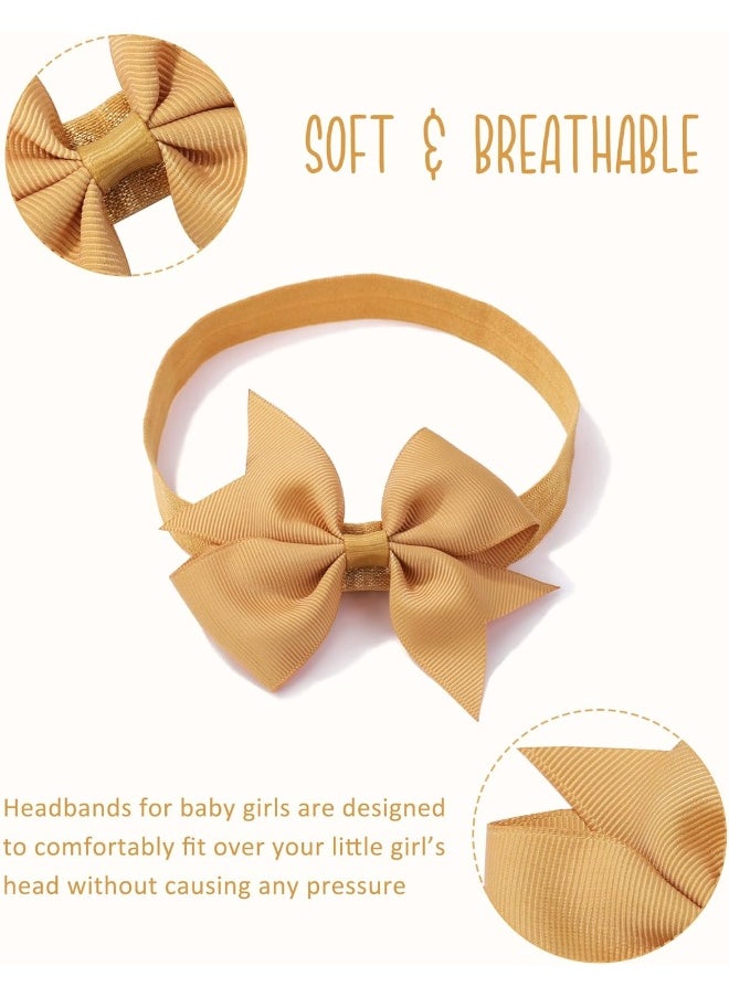 jollybows 40pcs Baby Girls Hair Bows Headbands Grosgrain Ribbon Hair Band Accessories for Infants Newborn Toddler (4In)
