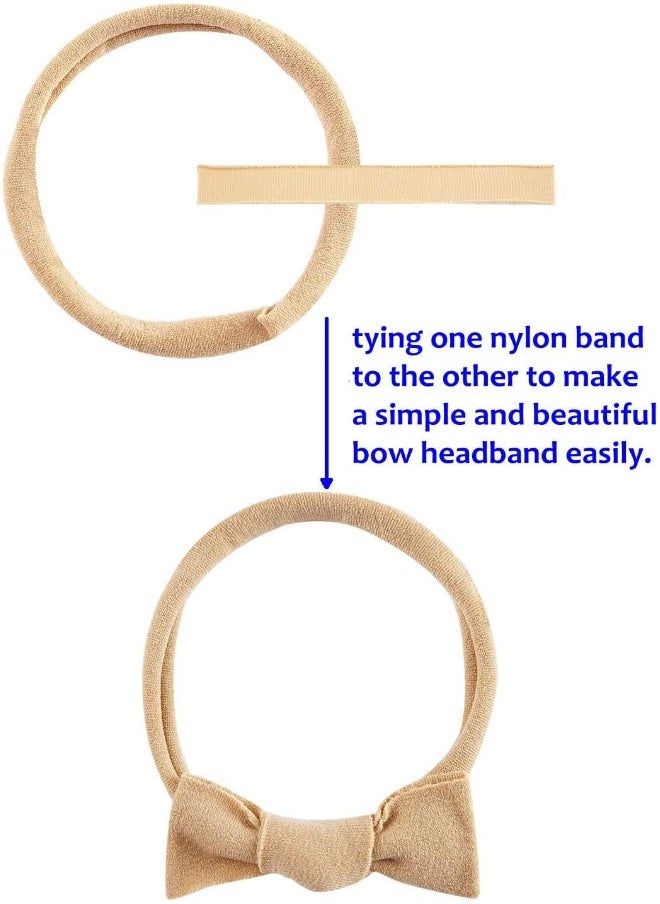 inSowni 50 Pack Super Soft Stretchy DIY Solid Nylon Headbands Baby Hair Bands One Size Fits All (Khaki)