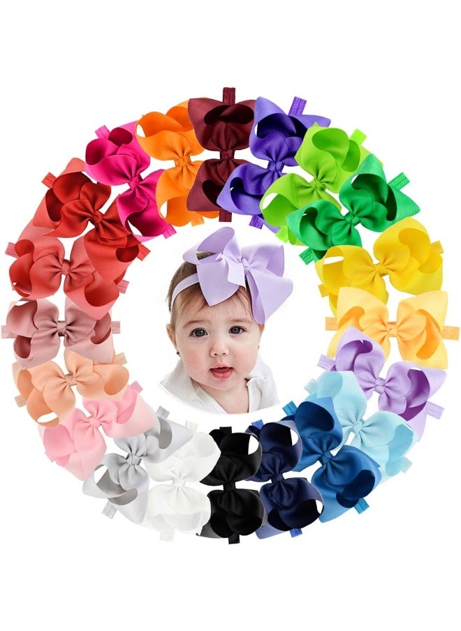 jollybows 20pcs Baby Girls Grosgrain Ribbon Hair Bows Headbands 6