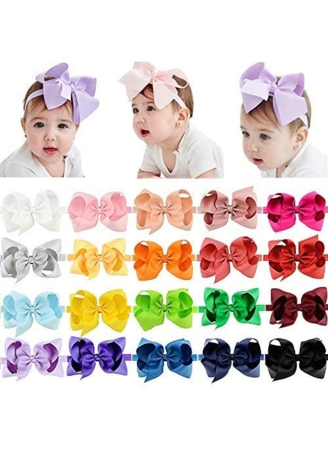 jollybows 20pcs Baby Girls Grosgrain Ribbon Hair Bows Headbands 6