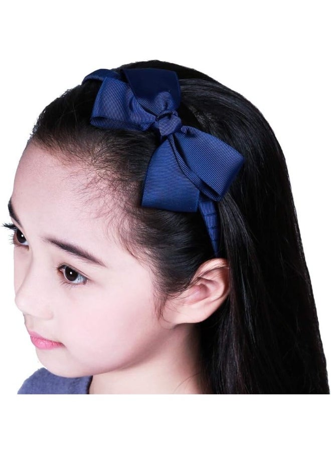 7Rainbows Fashion Cute Navy Blue Bow Headband for Girls Toddlers