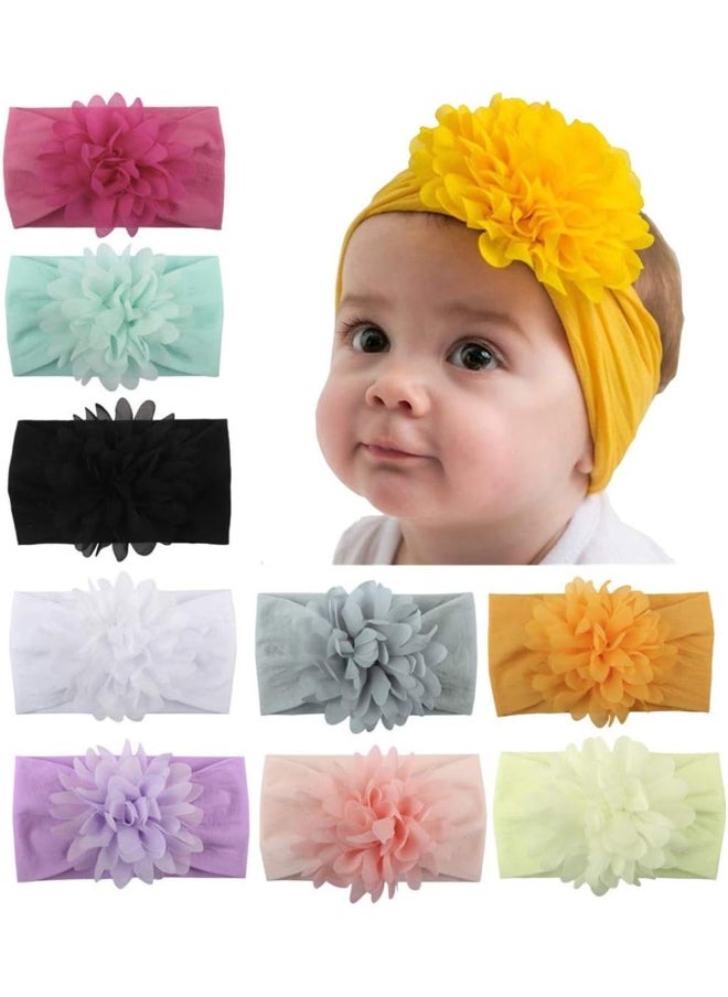 Toptim Baby Head Wrap Chiffon Flowers Newborn Infant Soft Nylon Headbands