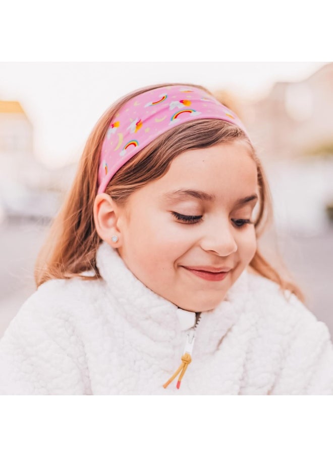 FROG SAC 3 Toddler Headbands for Girls, Wide Elastic Cloth Hair Bands for Kids, Soft Stretch Fabric Head Band Hair Accessories for Children, Cute Sports Yoga Unicorn Butterfly Little Girl Headband