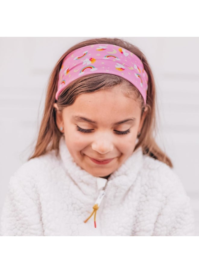 FROG SAC 3 Toddler Headbands for Girls, Wide Elastic Cloth Hair Bands for Kids, Soft Stretch Fabric Head Band Hair Accessories for Children, Cute Sports Yoga Unicorn Butterfly Little Girl Headband