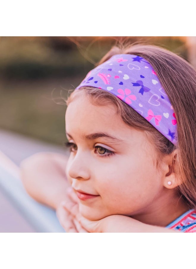 FROG SAC 3 Toddler Headbands for Girls, Wide Elastic Cloth Hair Bands for Kids, Soft Stretch Fabric Head Band Hair Accessories for Children, Cute Sports Yoga Unicorn Butterfly Little Girl Headband