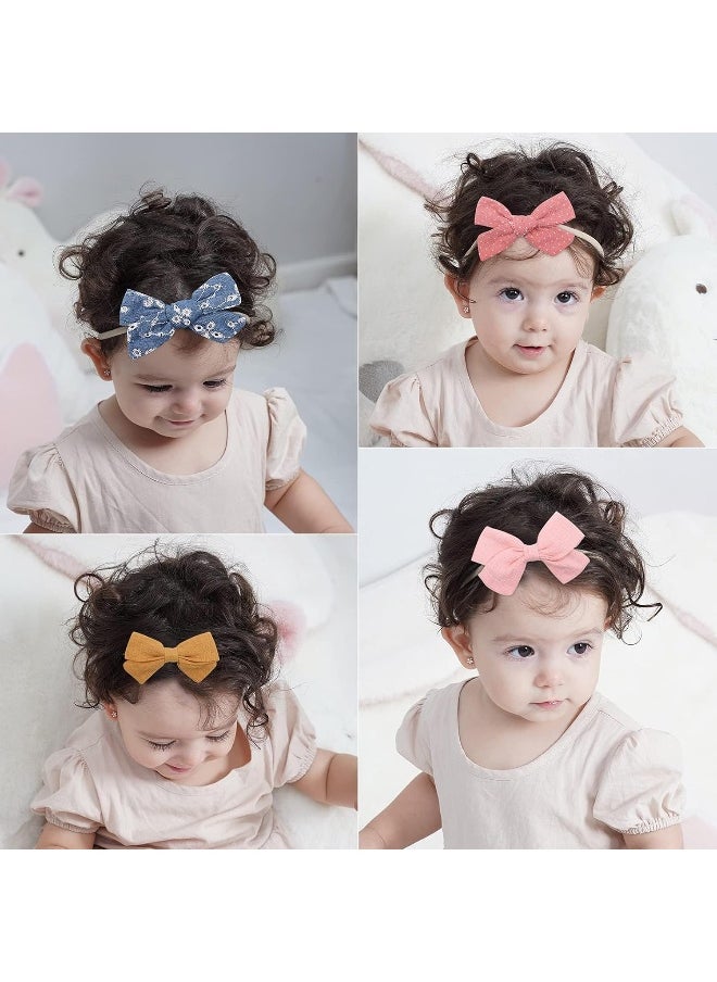 doboi 20PCS Baby Girls Hair Bows Headbands Soft Nylon Hairbands Elastic Hair Accessories for Newborns Infants Toddlers and Kids