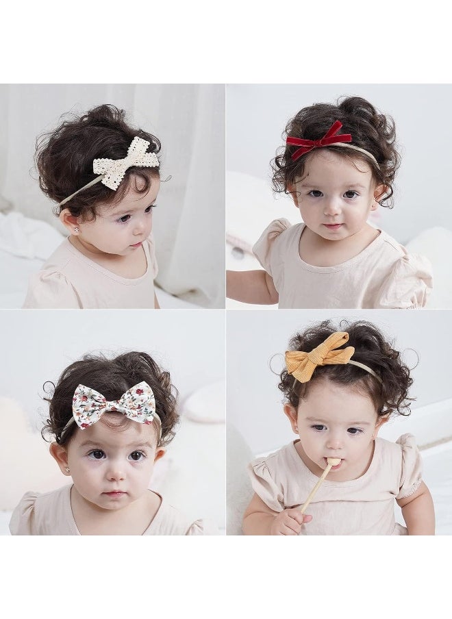 doboi 20PCS Baby Girls Hair Bows Headbands Soft Nylon Hairbands Elastic Hair Accessories for Newborns Infants Toddlers and Kids
