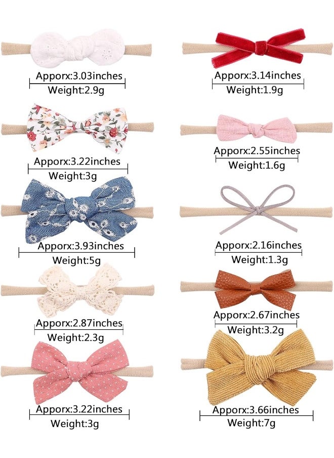 doboi 20PCS Baby Girls Hair Bows Headbands Soft Nylon Hairbands Elastic Hair Accessories for Newborns Infants Toddlers and Kids