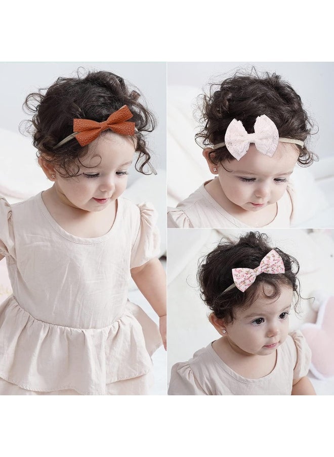 doboi 20PCS Baby Girls Hair Bows Headbands Soft Nylon Hairbands Elastic Hair Accessories for Newborns Infants Toddlers and Kids