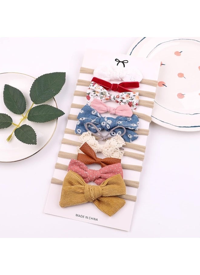 doboi 20PCS Baby Girls Hair Bows Headbands Soft Nylon Hairbands Elastic Hair Accessories for Newborns Infants Toddlers and Kids