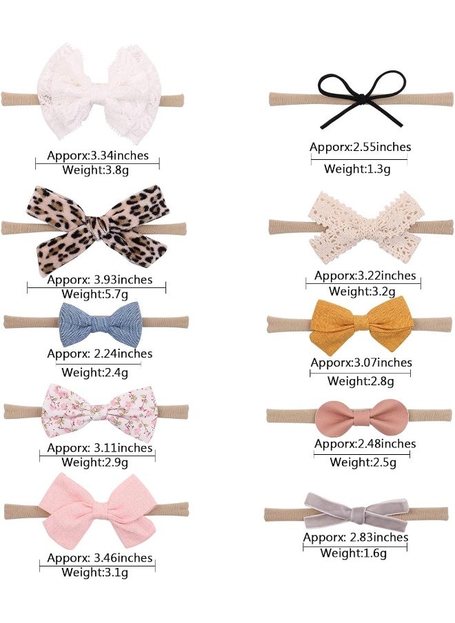 doboi 20PCS Baby Girls Hair Bows Headbands Soft Nylon Hairbands Elastic Hair Accessories for Newborns Infants Toddlers and Kids