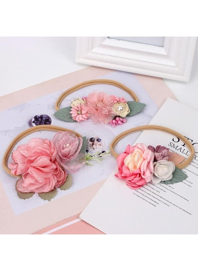 Toptim Baby Floral with Nylon Headbands for Newborn Girls Shower Photo (6 Colors)