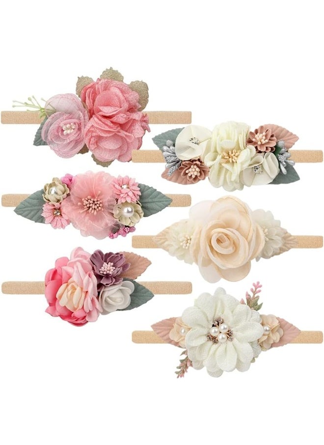Toptim Baby Floral with Nylon Headbands for Newborn Girls Shower Photo (6 Colors)