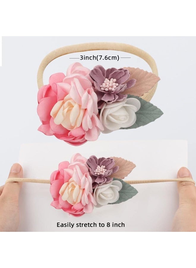 Toptim Baby Floral with Nylon Headbands for Newborn Girls Shower Photo (6 Colors)
