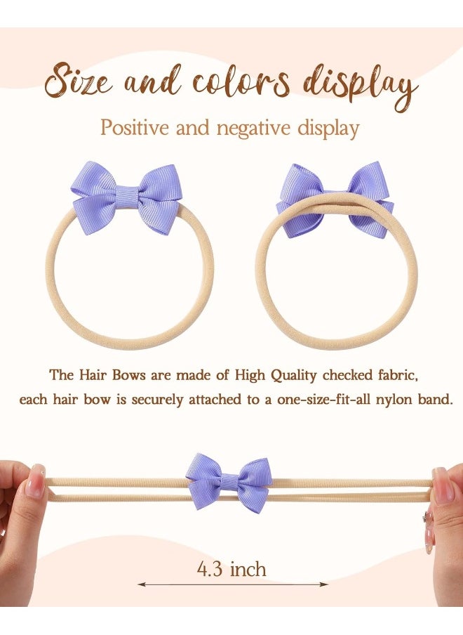 doboi 30PCS Baby Girls Headbands Hair Bows Nylon Linen Hairbands Solid Color Handmade Hair Accessories for Newborn Infant Toddlers Little Girl and Kids