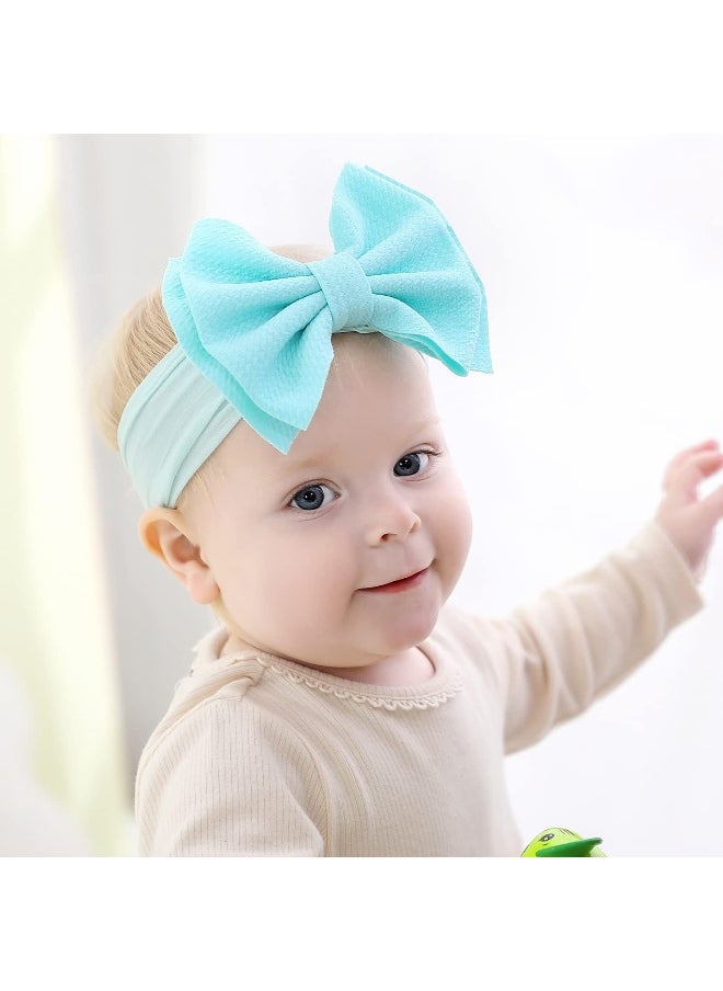 Cinaci 12 Pack Super Stretchy Nylon Headbands with Big Bow Hair Accessories Wide Headwraps for Baby Girls Infants Toddlers Kids