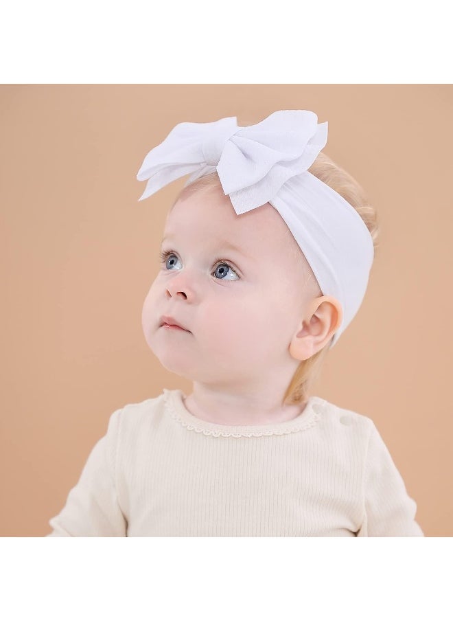 Cinaci 12 Pack Super Stretchy Nylon Headbands with Big Bow Hair Accessories Wide Headwraps for Baby Girls Infants Toddlers Kids