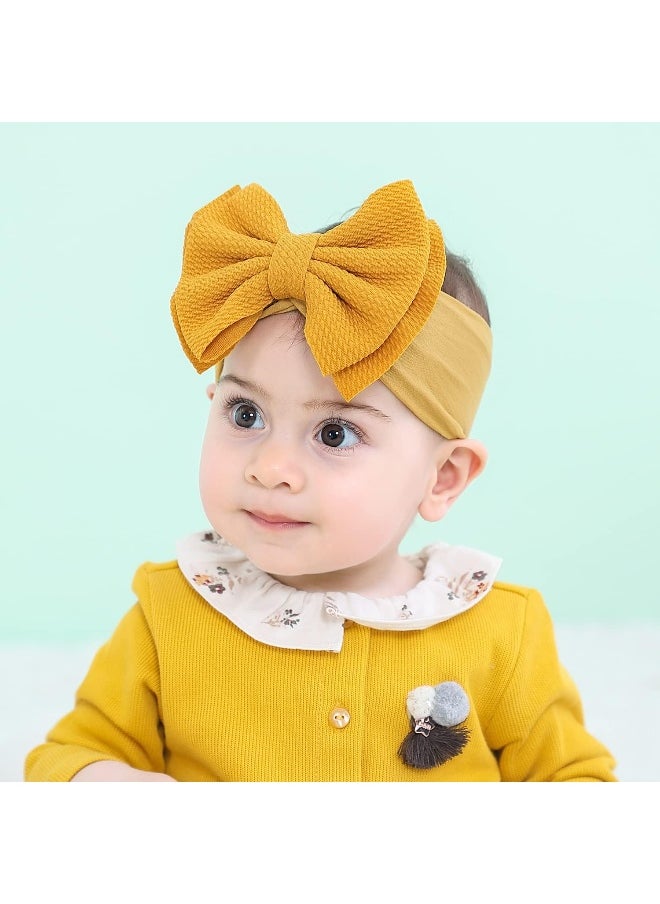 Cinaci 12 Pack Super Stretchy Nylon Headbands with Big Bow Hair Accessories Wide Headwraps for Baby Girls Infants Toddlers Kids