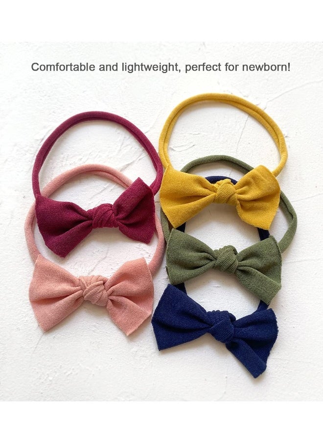 Cherssy Newborn Headbands and Hair Bows, 10pcs Super Soft Nylon Hairbands for Baby Girls
