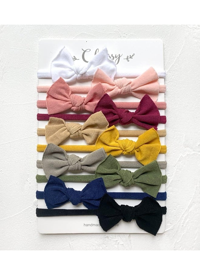 Cherssy Newborn Headbands and Hair Bows, 10pcs Super Soft Nylon Hairbands for Baby Girls