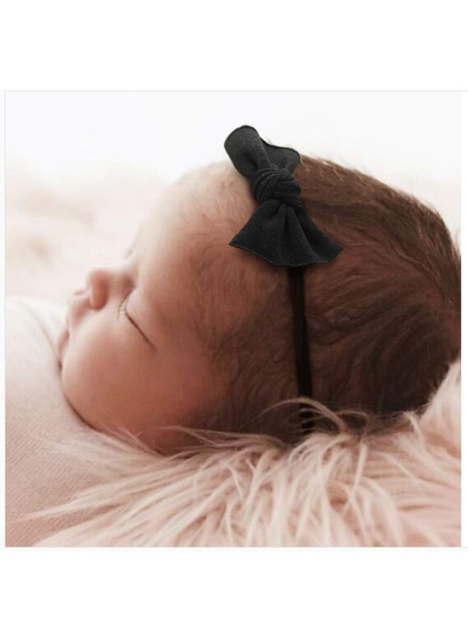 Cherssy Newborn Headbands and Hair Bows, 10pcs Super Soft Nylon Hairbands for Baby Girls