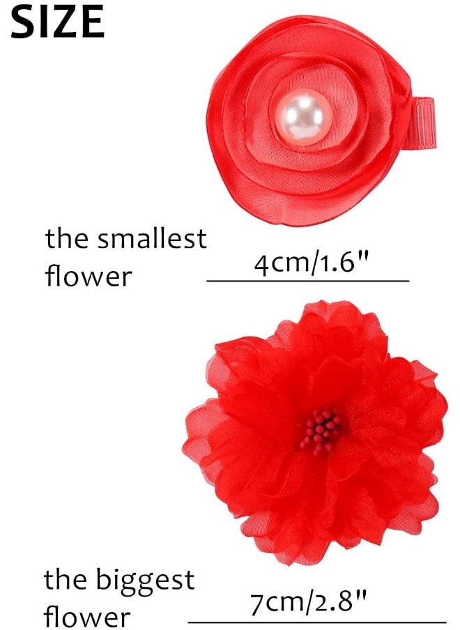 Cinaci 24 Pack Colorful Chiffon Rose Daisy Flower Hair Bows Fully Lined Alligator Hair Clips Handmade Soft Floral Small Hair Barrette Hair Pin Accessories for Baby Girls Newborns Infants Toddlers Kids