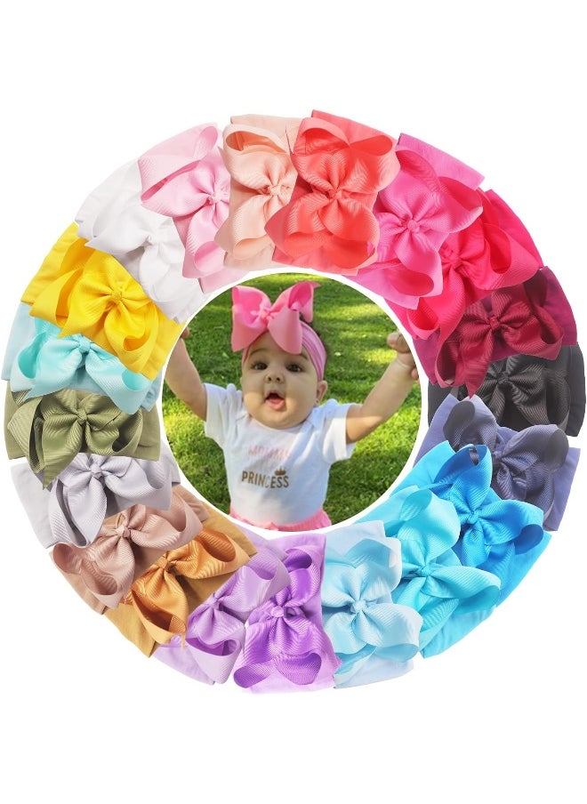 CellElection 20PCS Baby Girls Soft Nylon Headbands 6Inch Big Bows Elastic Nylon Hairbands Hair Accessories for Newborns Infants Toddlers Kids