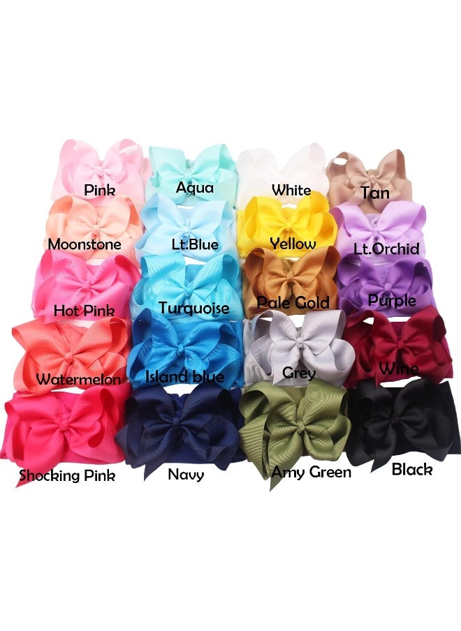 CellElection 20PCS Baby Girls Soft Nylon Headbands 6Inch Big Bows Elastic Nylon Hairbands Hair Accessories for Newborns Infants Toddlers Kids