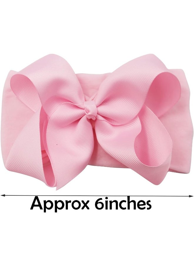 CellElection 20PCS Baby Girls Soft Nylon Headbands 6Inch Big Bows Elastic Nylon Hairbands Hair Accessories for Newborns Infants Toddlers Kids