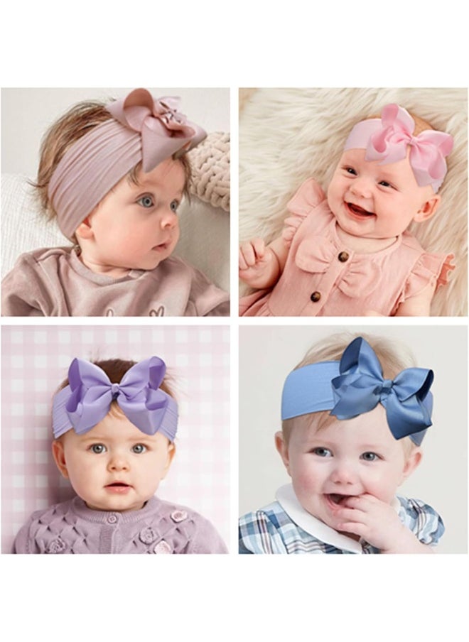 Yxiang 20 Colors 6 Inches Baby Girls Large Big Bows Headbands Elastic Nylon Hairbands Turban Hair Accessories for Newborns Infants Toddlers Kids