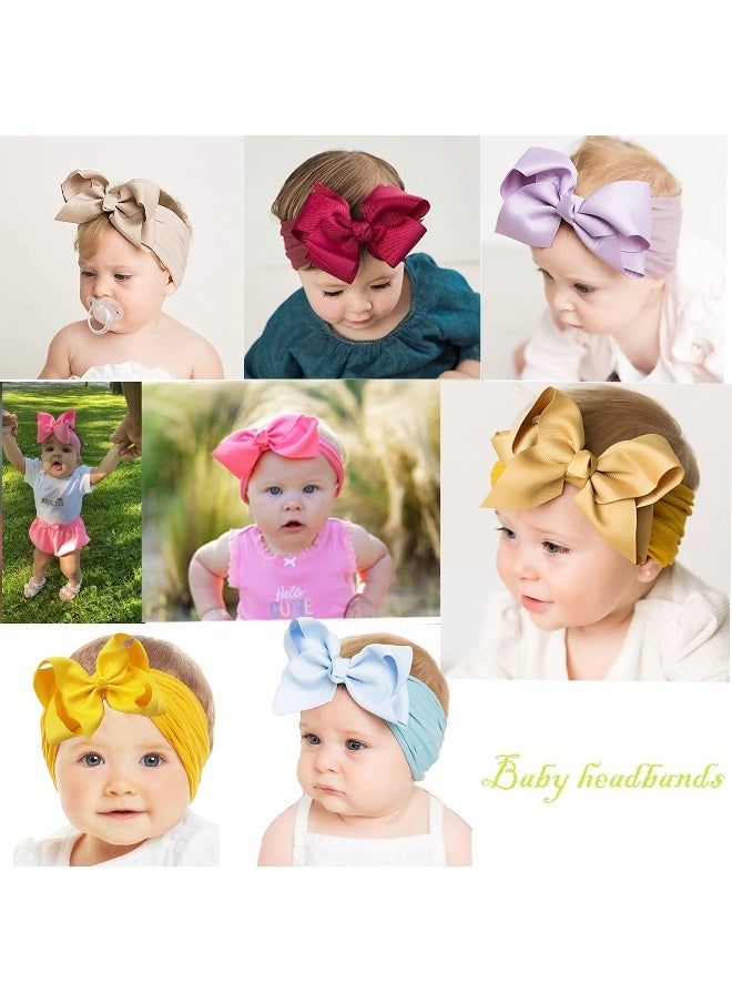 Yxiang 20 Colors 6 Inches Baby Girls Large Big Bows Headbands Elastic Nylon Hairbands Turban Hair Accessories for Newborns Infants Toddlers Kids