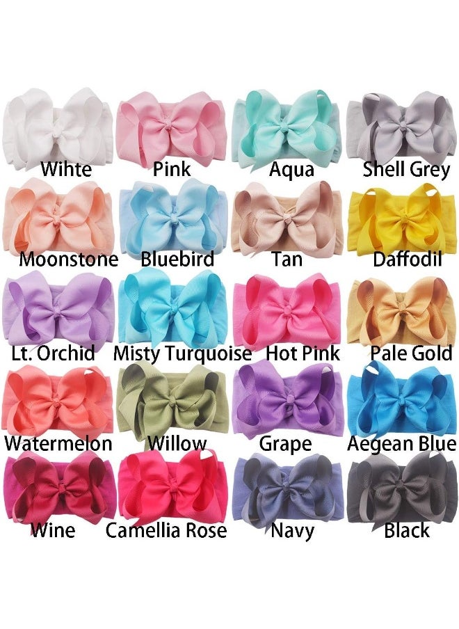 Yxiang 20 Colors 6 Inches Baby Girls Large Big Bows Headbands Elastic Nylon Hairbands Turban Hair Accessories for Newborns Infants Toddlers Kids