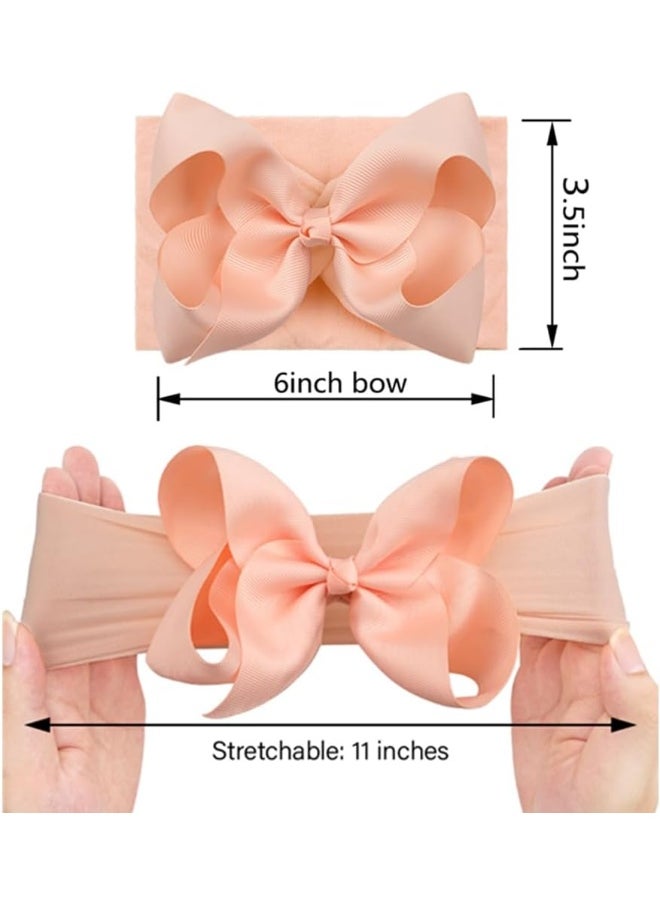 Yxiang 20 Colors 6 Inches Baby Girls Large Big Bows Headbands Elastic Nylon Hairbands Turban Hair Accessories for Newborns Infants Toddlers Kids