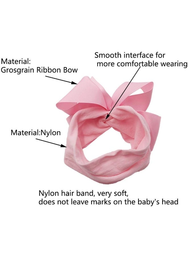 Yxiang 20 Colors 6 Inches Baby Girls Large Big Bows Headbands Elastic Nylon Hairbands Turban Hair Accessories for Newborns Infants Toddlers Kids