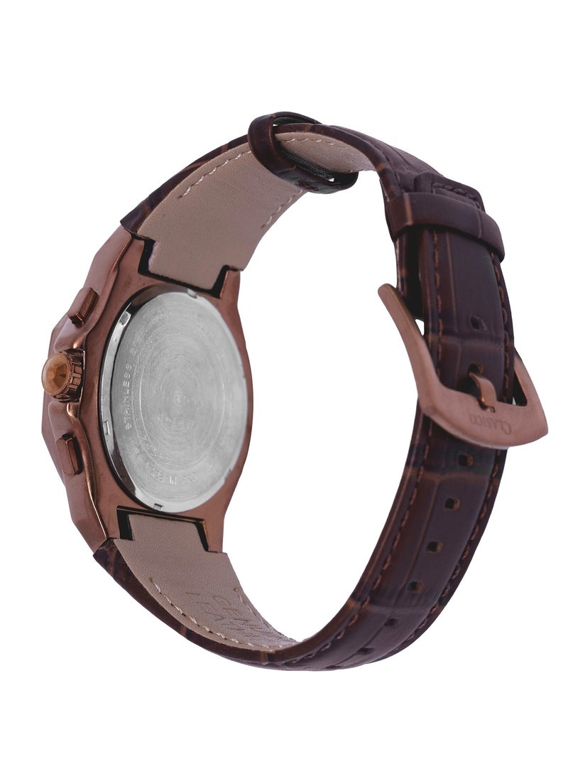 CLASICO Grandeur 6-Hands Chronograph Watch – Bronze Burgundy Edition with Genuine Leather Strap – Elite Y121 Calibre Movement – Waterproof Design