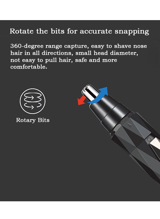 Electric Ear and Nose Hair Trimmer, 2 in 1 Hair Shaver, Rechargeable Hair Remover (Black)