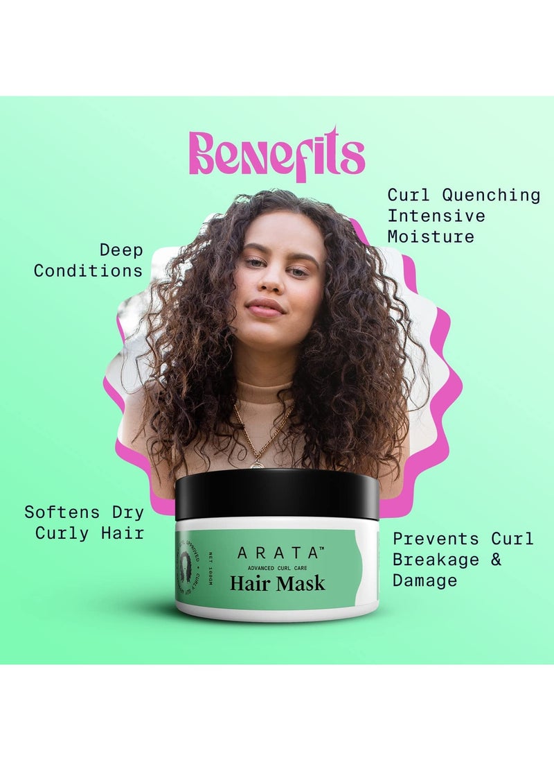 Arata Advanced Curl Care Hair Mask (100 GM) For Intensive Moisture and Strength Control Plant-Based Deep Conditioning Hyaluronic Acid Shea Butter Wheat Protein and Natural Oils CG Approved