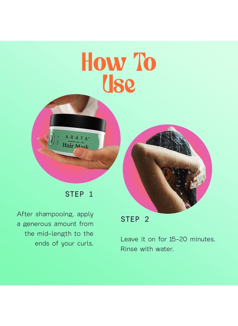 Arata Advanced Curl Care Hair Mask (100 GM) For Intensive Moisture and Strength Control Plant-Based Deep Conditioning Hyaluronic Acid Shea Butter Wheat Protein and Natural Oils CG Approved