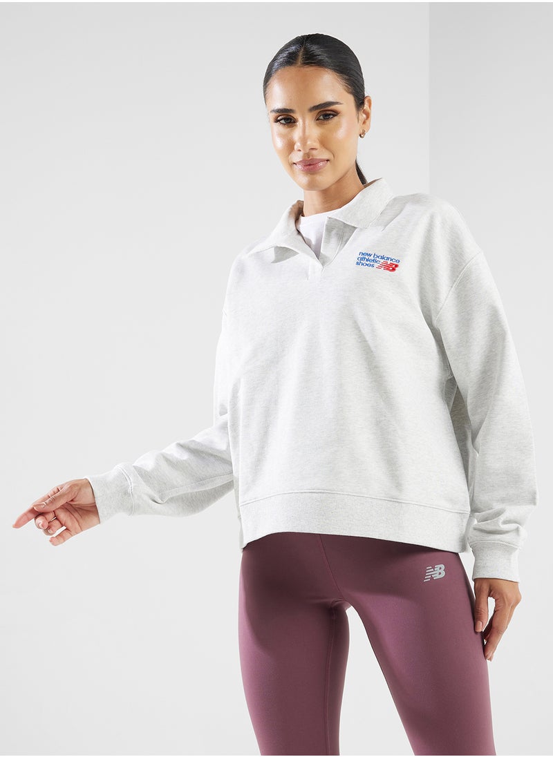French Terry Polo Sweatshirt