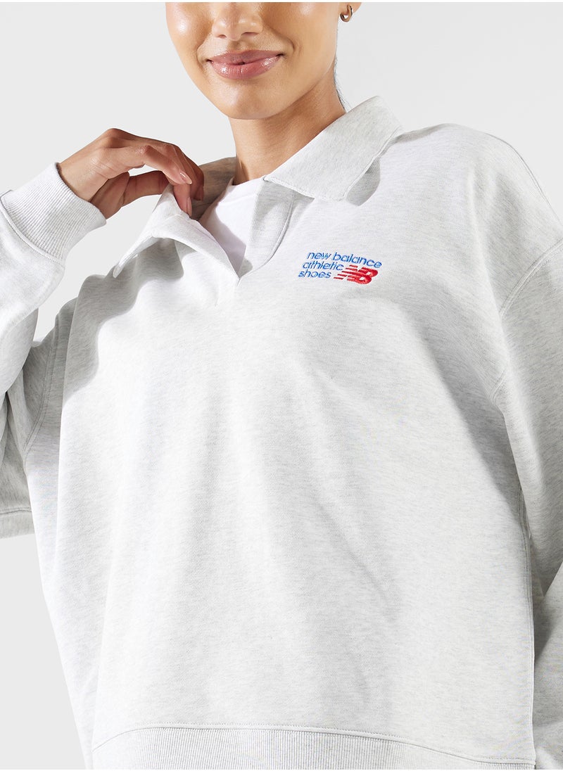 French Terry Polo Sweatshirt