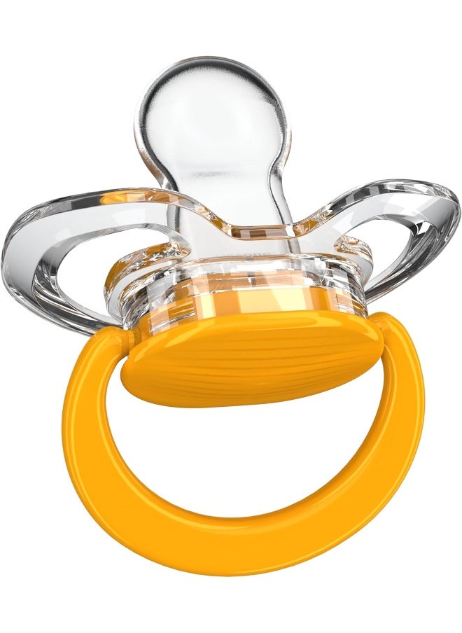 Smilo Orthodontic Pacifier, Expands to Support The Palate During Soothing, Orange, Stage 1 Suitable from 0 to 3 Months (Pack of 3)