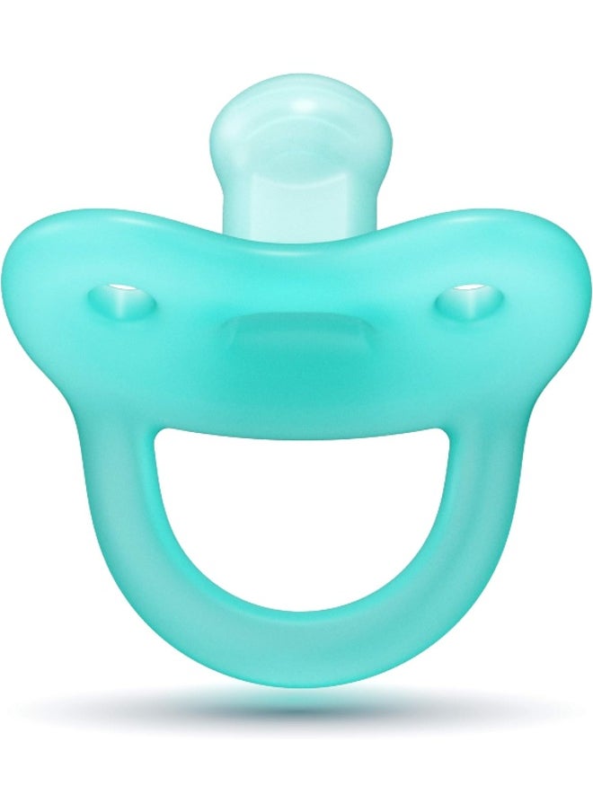 Smilo Newborn Baby Pacifier - 3 Pack of Orthodontic Pacifiers for Babies from 0-2 Months - Expands to Support The Palate During Soothing - BPA-Free - Aqua