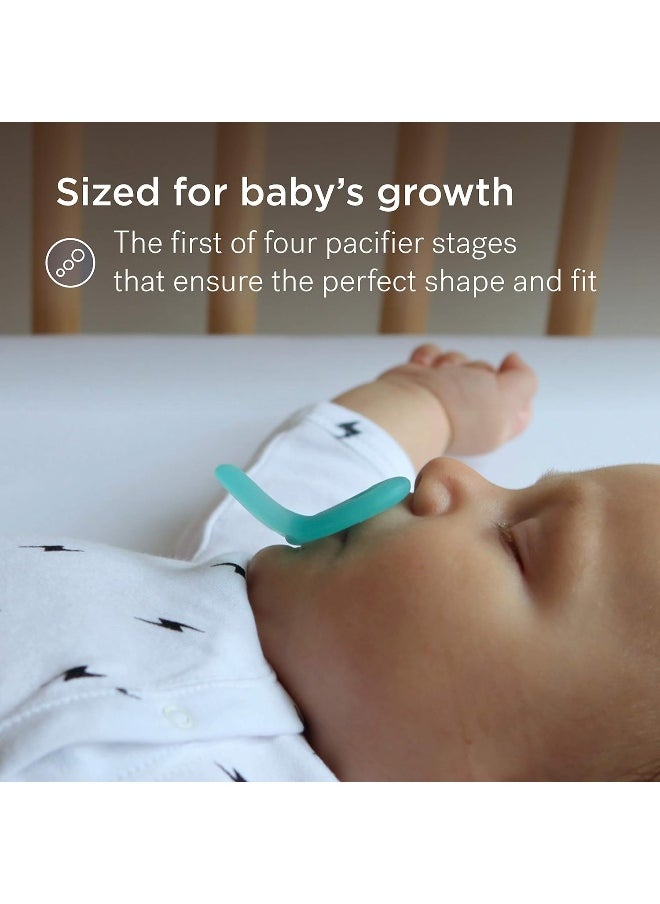 Smilo Newborn Baby Pacifier - 3 Pack of Orthodontic Pacifiers for Babies from 0-2 Months - Expands to Support The Palate During Soothing - BPA-Free - Aqua