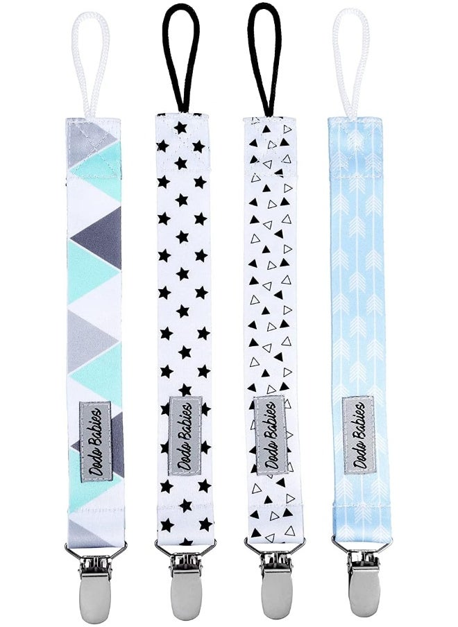 Dodo Babies Pacifier Clip Pack of 4 + Pacifier Case, Premium Quality Modern Designs Universal