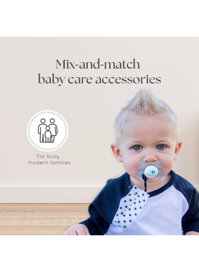 Dodo Babies Pacifier Clip Pack of 4 + Pacifier Case, Premium Quality Modern Designs Universal