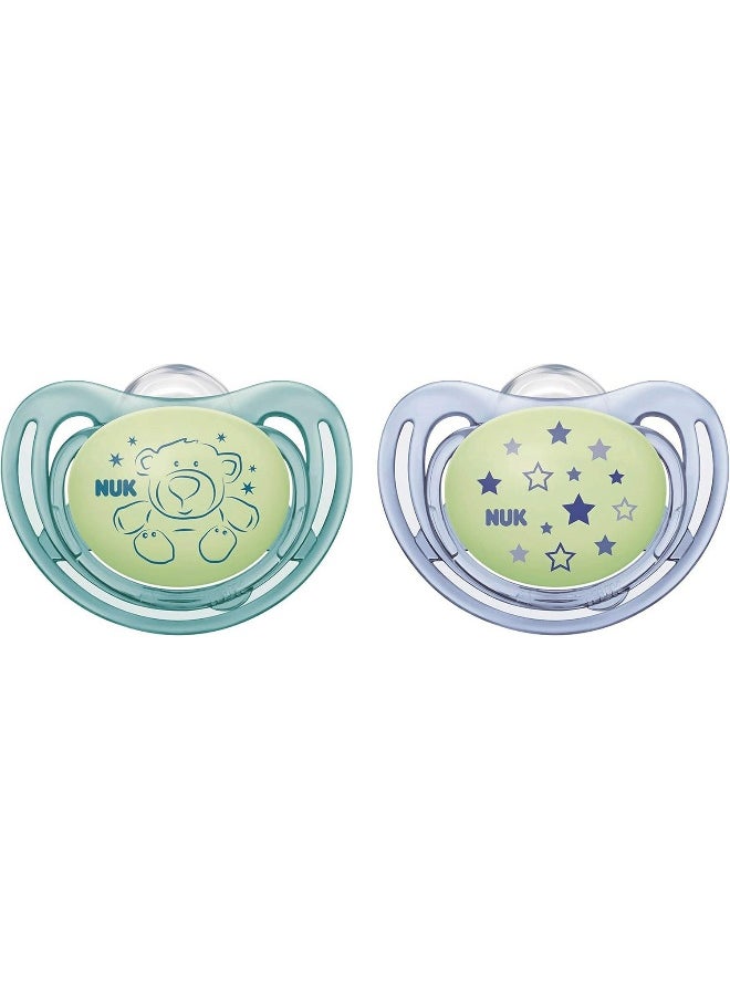 NUK Airflow Glow-in-The-Dark Pacifiers, 6-18 Months, 2 Pack