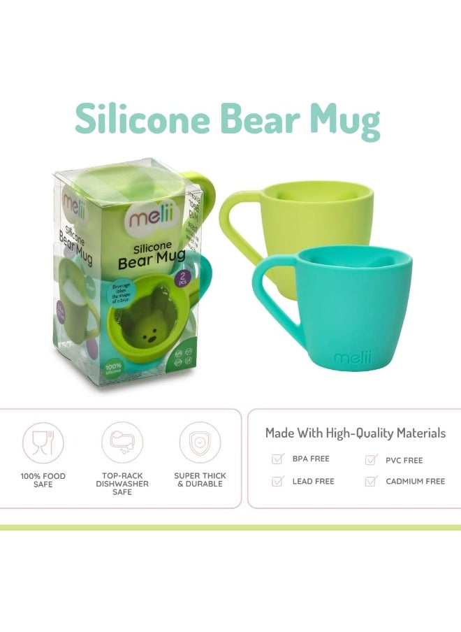 melii Silicone Mug for Kids 6.8 oz - Pretend Play, Durable, BPA Free, Food Grade Silicone Cup for Hot and Cold Drinks - Dishwasher & Microwave Safe, 2 Pack