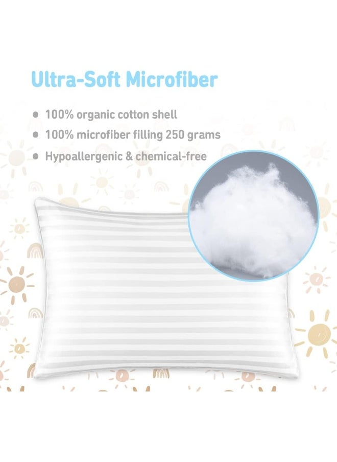 Babebay Toddler Pillow, 13X18 Toddler Pillows for Sleeping, Machine Washable Kids Pillow with Pillowcase, Perfect for Travel, Toddlers Cot (Sunshine Rainbow)